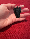 2" Black Obsidian Carved Pocket Angel, ~ Reiki-charged