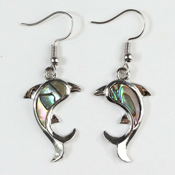 Dolphin Abalone Shell Earrings - Reiki-charged