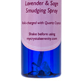 SAGE SMUDGE SPRAY: Lavender & Sage Smudging Spray - with Quartz Crystals ~ 4 oz - Reiki-charged