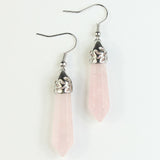 Rose Quartz Crystal Drop Earrings ~ Reiki Charged