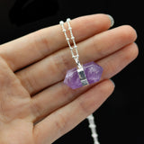 Silver Plated 3/4 inch  Double-Terminated Amethyst Necklace