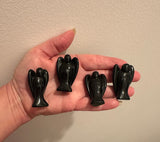 Black Obsidian Carved Pocket Angel - (1.75 Inches ) ~ Reiki-charged