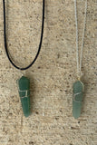 Green Aventurine Wire-Wrapped Pendant Necklace on a Silver Plated Chain