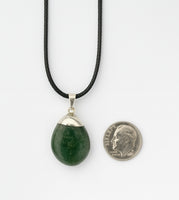 Green Aventurine Pendant on a Black 18" Necklace Cord - Reiki-charged