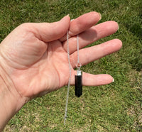 Black Tourmaline Pendant Necklace on an 18" Silver Plated Chain ~ Reiki-charged