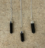 Black Tourmaline Pendant Necklace on an 18" Silver Plated Chain ~ Reiki-charged