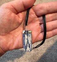 Blue Lace Agate Pendant on an 18" Black Cord Necklace