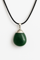 Green Aventurine Pendant on a Black 18" Necklace Cord - Reiki-charged