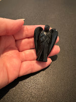 2" Black Obsidian Carved Pocket Angel, ~ Reiki-charged