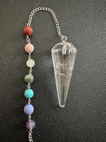  Clear Quartz Faceted Point Chakra Pendulum ~ Reiki-charged