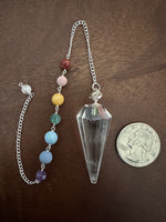  Clear Quartz Faceted Point Chakra Pendulum ~ Reiki-charged