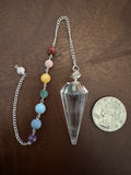  Clear Quartz Faceted Point Chakra Pendulum ~ Reiki-charged