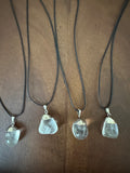 Clear Quartz Pendant on a Black 18" Necklace Cord - Reiki-charged