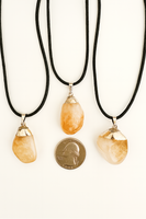 Citrine Pendant on a Black 18" Necklace Cord - Reiki-charged