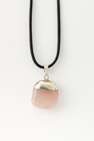 Tumbled Rose Quartz Pendant on a Black 18" Necklace Cord - Reiki-charged