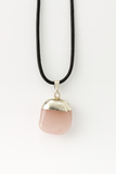 Tumbled Rose Quartz Pendant on a Black 18" Necklace Cord - Reiki-charged