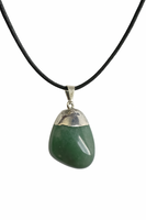 Green Aventurine Pendant on a Black 18" Necklace Cord - Reiki-charged