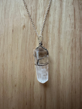 Clear Quartz Wire-wrapped Pendant Necklace on a Silver Plated 18" Chain ~ Reiki-charged