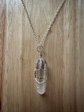 Clear Quartz Wire-wrapped Pendant Necklace on a Silver Plated 18" Chain ~ Reiki-charged