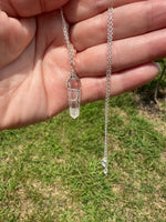 Clear Quartz Wire-wrapped Pendant Necklace on a Silver Plated 18" Chain ~ Reiki-charged