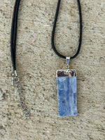 Blue Lace Agate Pendant on an 18" Black Cord Necklace
