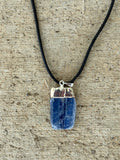 Blue Lace Agate Pendant on an 18" Black Cord Necklace