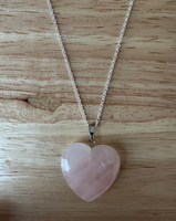 Rose Quartz Heart Pendant Necklace on an 18" Silver Plated Chain