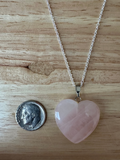 Rose Quartz Heart Pendant Necklace on an 18" Silver Plated Chain