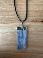 Blue Lace Agate Pendant on an 18" Black Cord Necklace