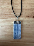 Blue Lace Agate Pendant on an 18" Black Cord Necklace