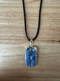 Blue Lace Agate Pendant on an 18" Black Cord Necklace