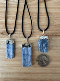 Blue Lace Agate Pendant on an 18" Black Cord Necklace