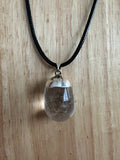 Clear Quartz Pendant on a Black 18" Necklace Cord - Reiki-charged