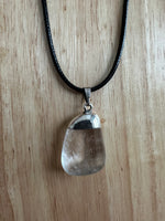 Clear Quartz Pendant on a Black 18" Necklace Cord - Reiki-charged