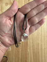 Clear Quartz Pendant on a Black 18" Necklace Cord - Reiki-charged