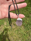 Amethyst Pendant on a Black 18" Necklace Cord - Reiki-charged