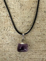 Amethyst Pendant on a Black 18" Necklace Cord - Reiki-charged