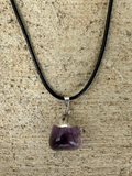 Amethyst Pendant on a Black 18" Necklace Cord - Reiki-charged