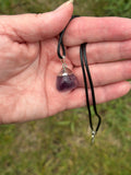 Amethyst Pendant on a Black 18" Necklace Cord - Reiki-charged