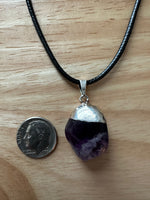 Amethyst Pendant on a Black 18" Necklace Cord - Reiki-charged