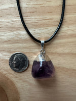 Amethyst Pendant on a Black 18" Necklace Cord - Reiki-charged