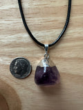 Amethyst Pendant on a Black 18" Necklace Cord - Reiki-charged