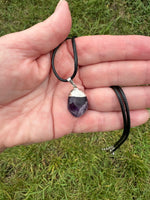 Amethyst Pendant on a Black 18" Necklace Cord - Reiki-charged