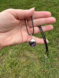 Amethyst Pendant on a Black 18" Necklace Cord - Reiki-charged