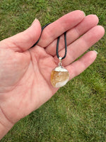 Citrine Pendant on a Black 18" Necklace Cord - Reiki-charged