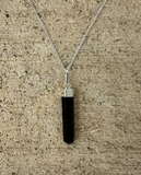 Black Tourmaline Pendant Necklace on an 18" Silver Plated Chain ~ Reiki-charged