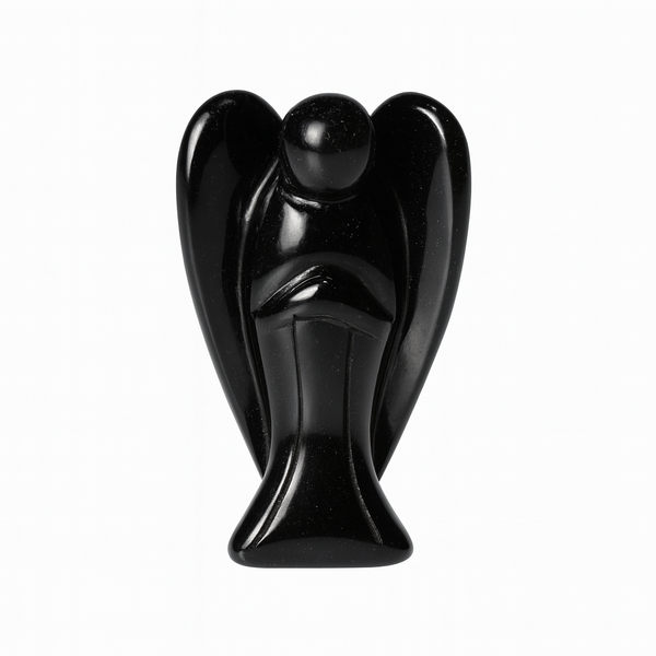 Black Obsidian Carved Pocket Angel - (1.75 Inches ) ~ Reiki-charged
