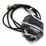 Amethyst Wrapped Cabochon Pendant Necklace