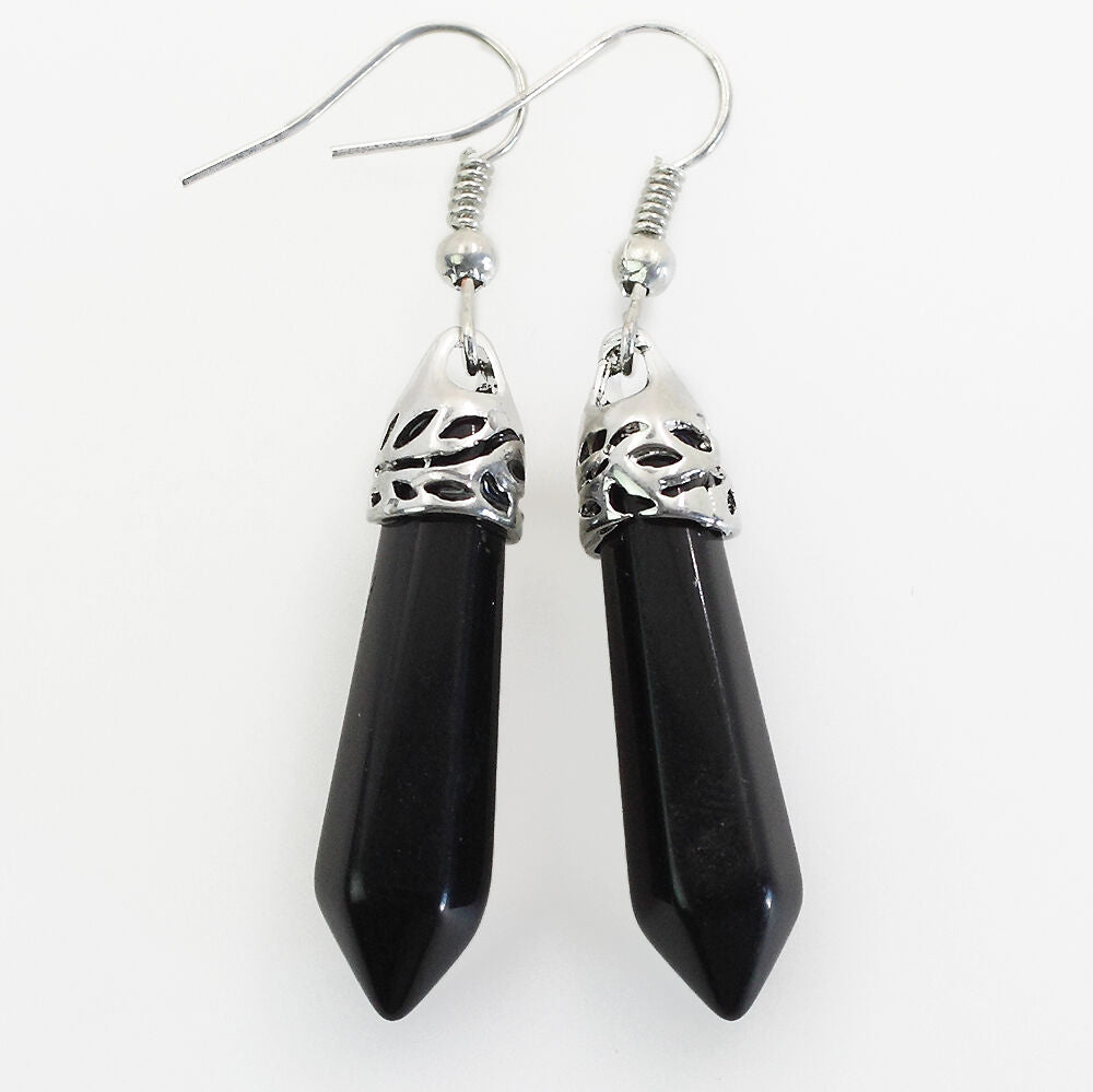 Black Obsidian Earrings Reiki charged Crystal Serenity