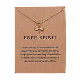 Dragonfly (MINI Pendant) Free Spirit Gold tone Necklace 16" Chain ~ Extendable to 18"